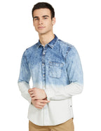 Pepe Jeans MenS Printed Slim Fit Casual Shirt (Pm306679G22_Mid Wash Xxl)