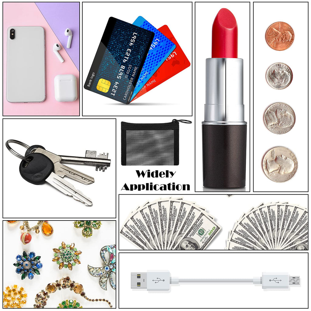 Frienda 10 Pcs Small Zipper Pouch Mini Cosmetic Bags Nylon Mesh Coin Purse Portable Cosmetic Case Storage Bags with Key Holder f