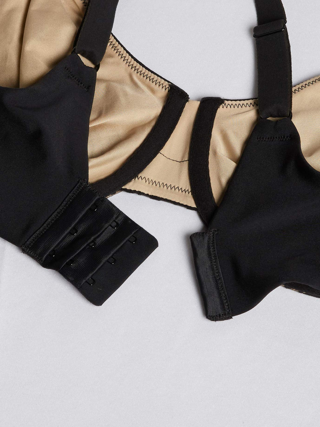 Olga Women's Sheer Leaves Minimizer Bra, Black and French Toast, 34DD