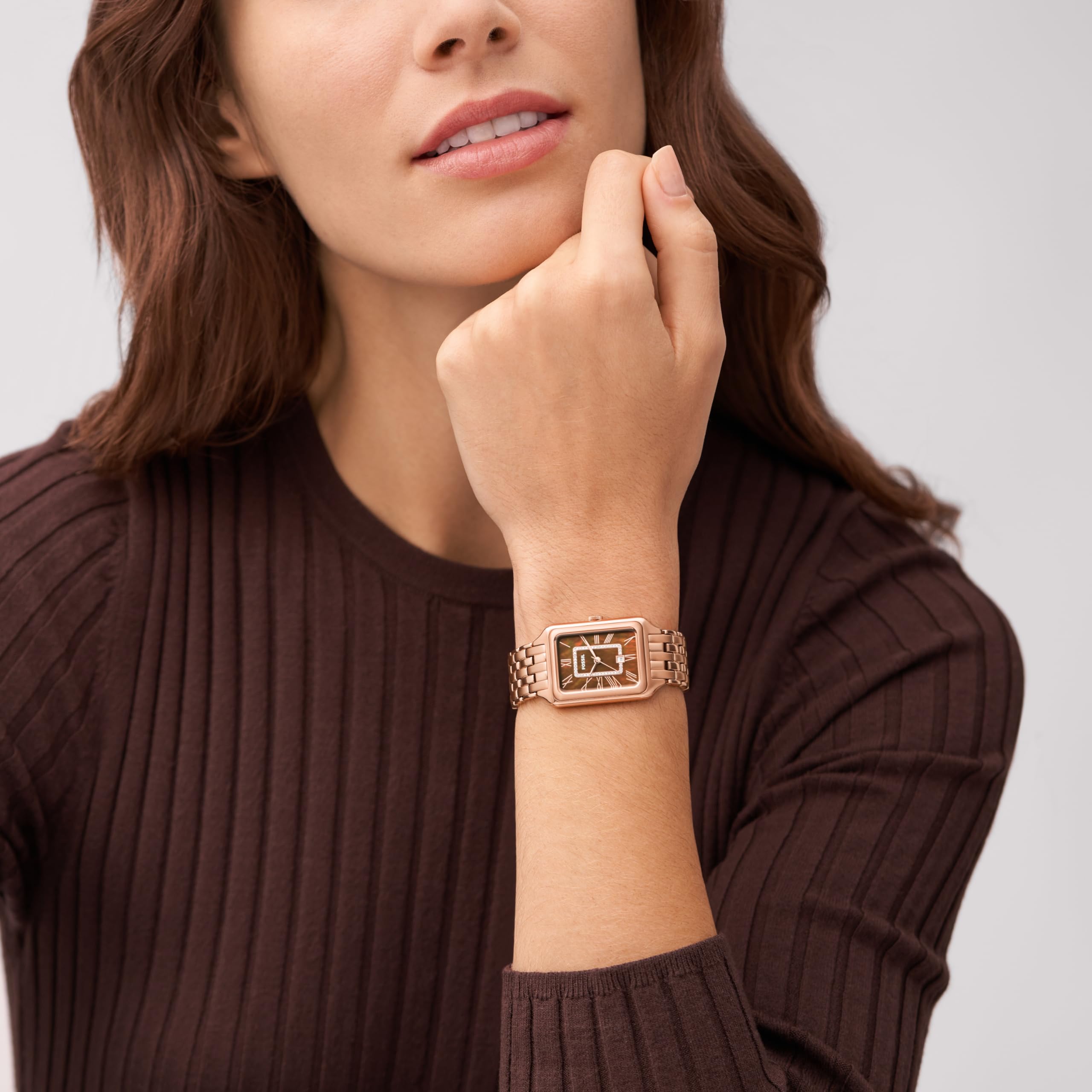 Fossil Women's Raquel Quartz Stainless Steel Three-Hand Watch, Color: Rose Gold/Chocolate (Model: ES5271)