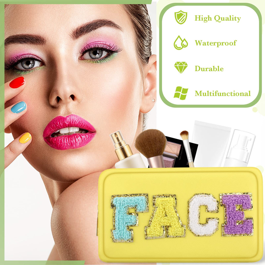 Sanwuta 4 Pcs Hair Face Skin Travel Bag Set Preppy Makeup Pouch PU Leather Skincare Bag Waterproof Cosmetic Organizer Birthday