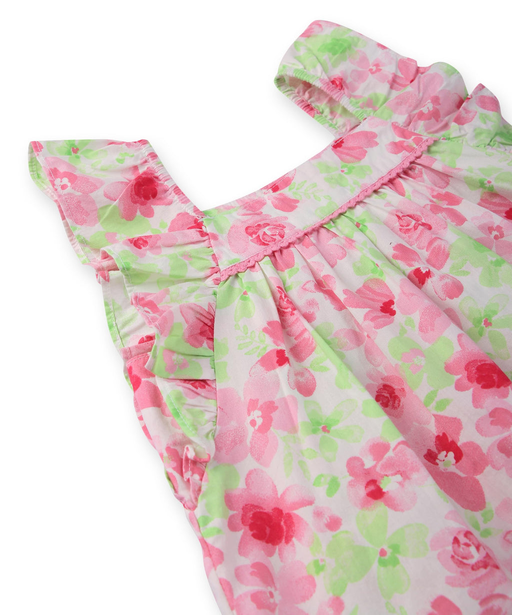 Beebay Kids Girls Floral Print Frill Sleeve Dress Multi-Color