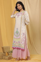 W For Woman Printed Pure Cotton Straight Kurta And Sharara Set