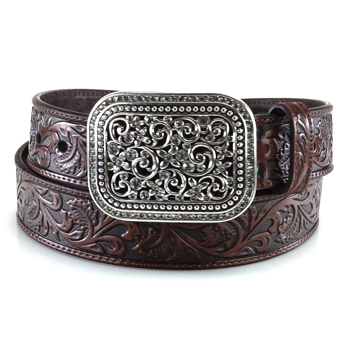 Ariat WomenS Floral Leather Belt Brown XLarge