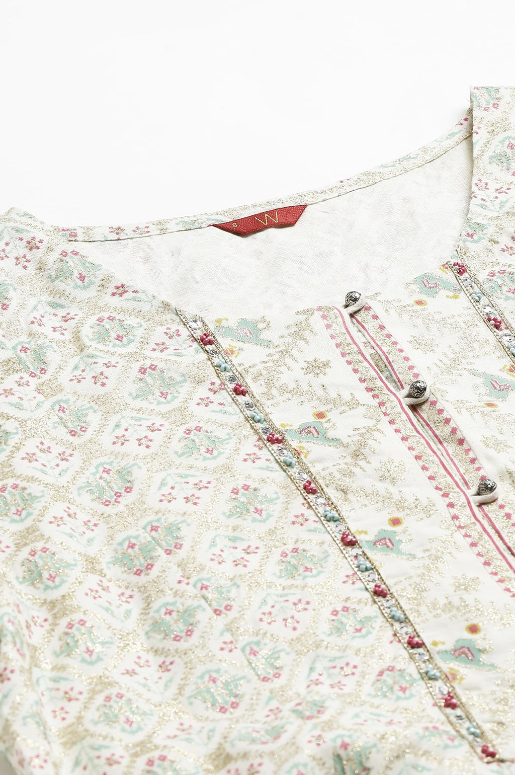 W For Woman Women'S Rayon Geometric Regular Kurta And Trouser Set