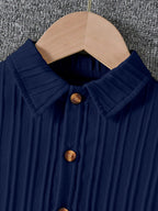 AVANOVA Boys Navy Blue 2-Piece Outfit Set  Short Sleeve Button Front Shirt with Matching Shorts, Summer Casual Clothing for Kids