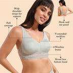 Enamor Womens Nylon Blend Non Padded Wire Free Full Coverage Bra Green