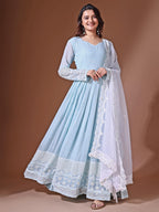 Fashion Basket Faux Georgette Sequins Long Dress For Women