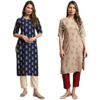 Tee Projekt Crepe Printed Kurti & Pant Set For Women Ethnic Wear Casual Wear Kurta Set