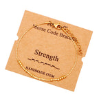 JoycuFF Strength Gold Morse Code Bracelets Inspirational Gifts for Women Best Friends Mom Sister Daughter Birthday Mother's Day