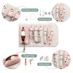 Vlando 1 Set of Makeup Bag and Jewelry Roll Bag,PU Leather Travel Bag Pink
