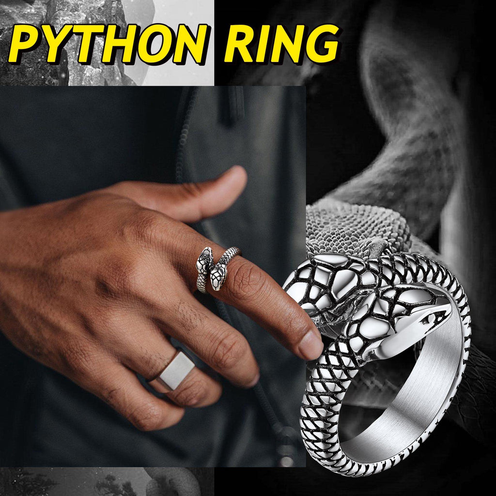 Bestyle Cool Stainless Steel Snake Ring for Women Men Cool Rings Snake Jewelry Gothic Punk Finger Rings Fashion Halloween Costum