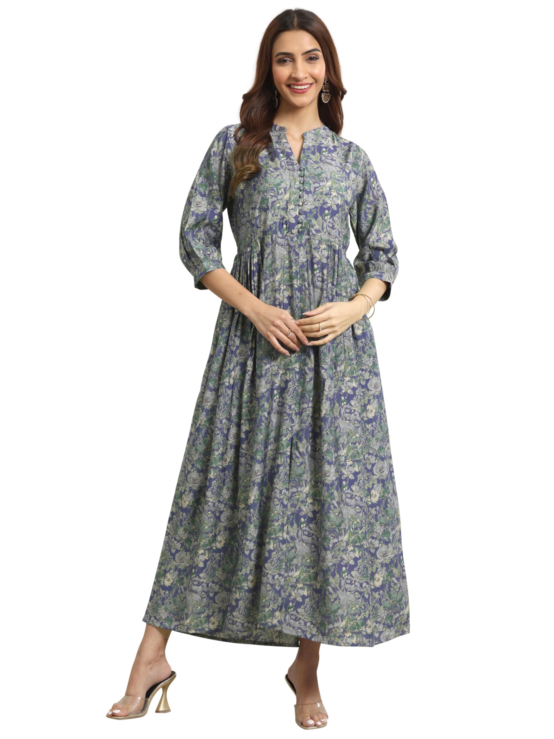 Libas Womens Printed Silk Blend A-Line Dress For Women