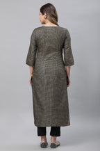 Aurelia Black Geometric Printed Printed Cotton Straight Long Kurta For Women