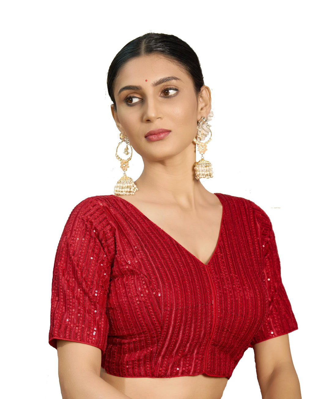 Pujia Mills WomenS Indian Ethnic Wear Designer Silver Sequence With Matching Embroidered Work V Neck Half Sleeve Readymade Padd