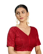 Pujia Mills WomenS Indian Ethnic Wear Designer Silver Sequence With Matching Embroidered Work V Neck Half Sleeve Readymade Padd