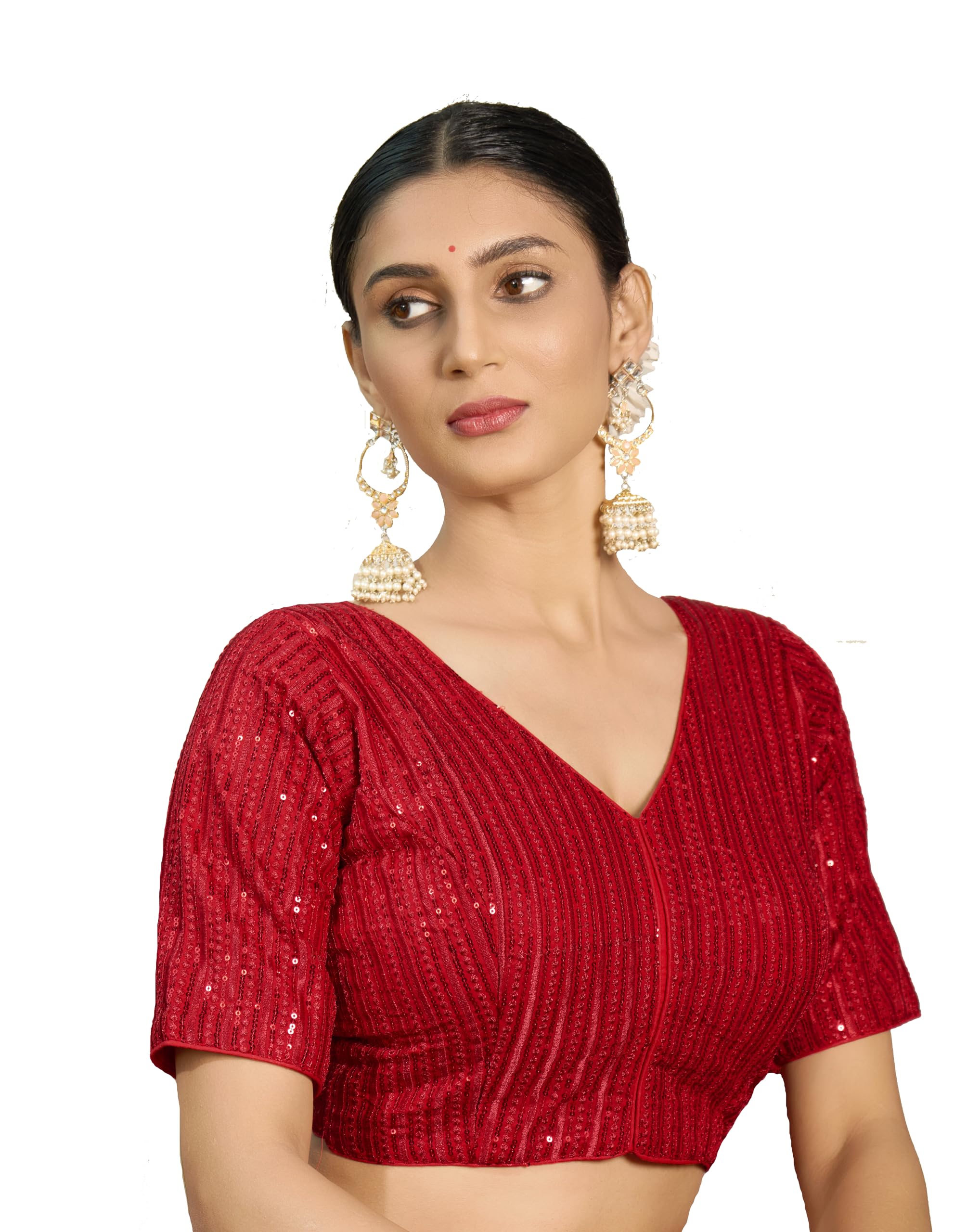 Pujia Mills WomenS Indian Ethnic Wear Designer Silver Sequence With Matching Embroidered Work V Neck Half Sleeve Readymade Padd