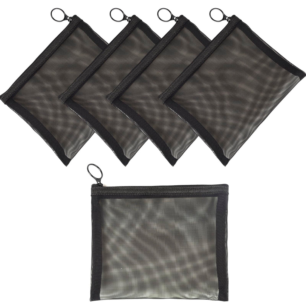 patu Zipper Mesh Bags, Size L / A5, 5 Pieces, Beauty Makeup Cosmetic Accessories Organizer, Travel Toiletry Kit Set Storage Pouc