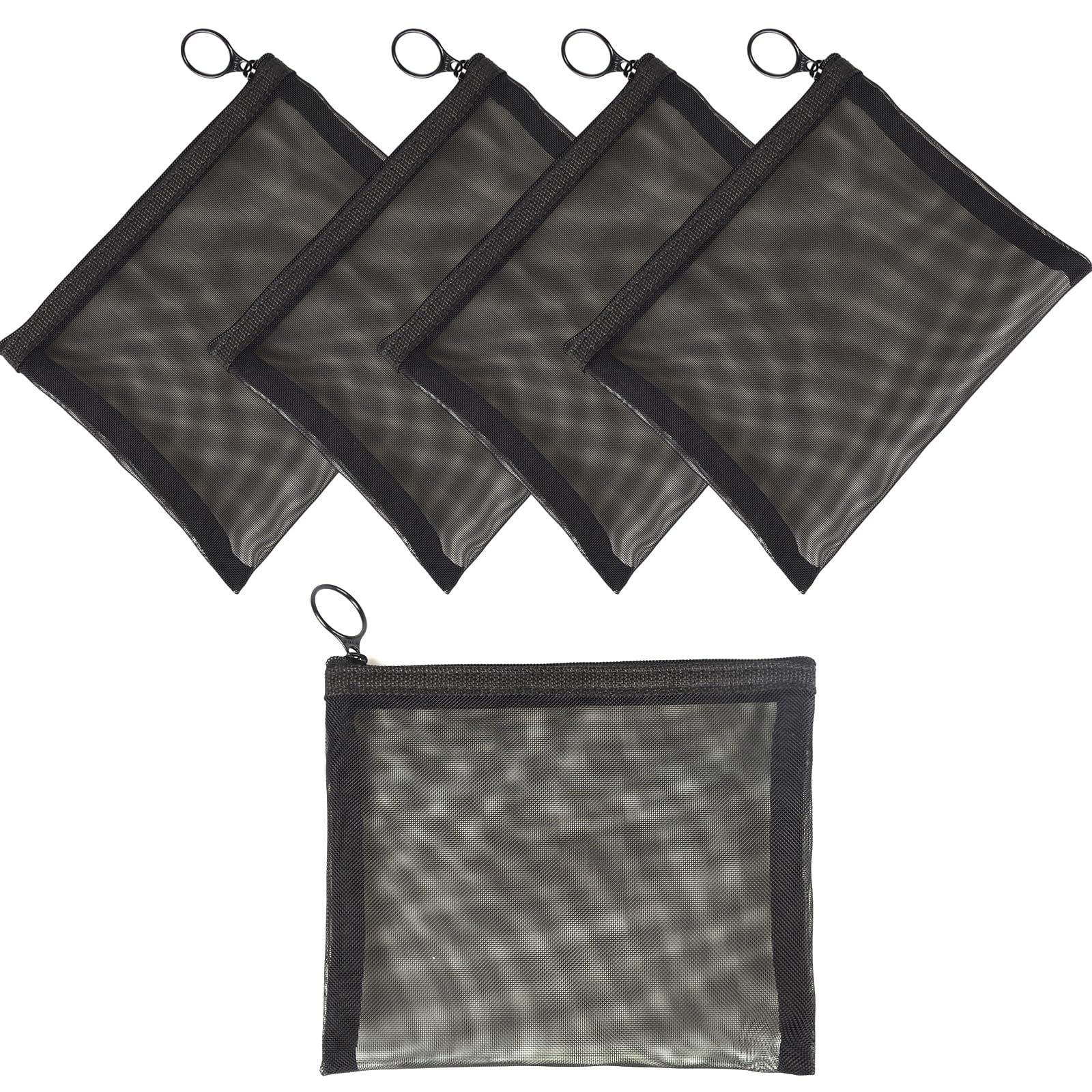 patu Zipper Mesh Bags, Size L / A5, 5 Pieces, Beauty Makeup Cosmetic Accessories Organizer, Travel Toiletry Kit Set Storage Pouc
