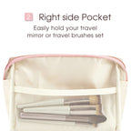 Narwey Large Vegan Leather Makeup Bag Zipper Pouch Travel Cosmetic Organizer for Women (Large, WX-Pink)