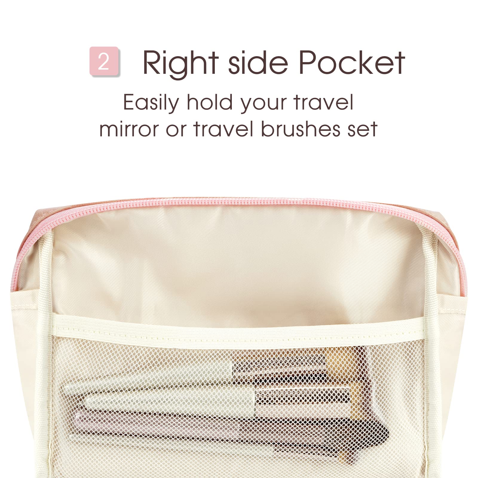 Narwey Large Vegan Leather Makeup Bag Zipper Pouch Travel Cosmetic Organizer for Women (Large, WX-Pink)