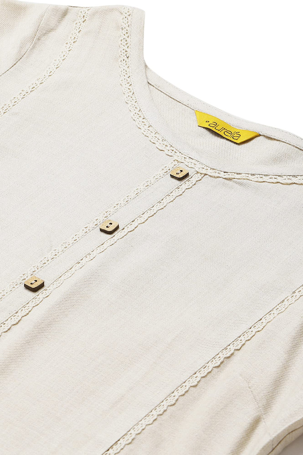 Aurelia Women'S Beige Solid Kurta With Straight Palazzo