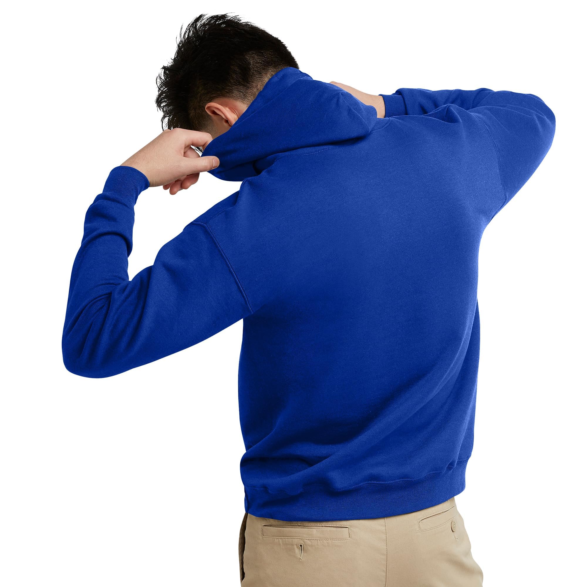 Hanes Men's Pullover EcoSmart Hooded Sweatshirt, Deep Royal, Large
