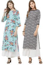 Gosriki Women'S Multicolor Printed Straight Kurta Pack Of 02(Chakri-Black & Saaho-Rama_M)