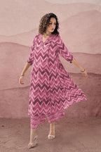 Toochki Dress For Women | Two Piece Dress For Women Long | Dress | Maxi Dress For Women | Dresses | Zig Zag Printed Dress | Cott