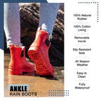 NORTY - Womens Ankle Rain Boots - Ladies Waterproof Winter Spring Garden Boot Red Size 7
