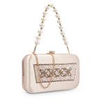 ADISA Beaded formal party clutch with gold chain for women and girls (CL108-GOL)