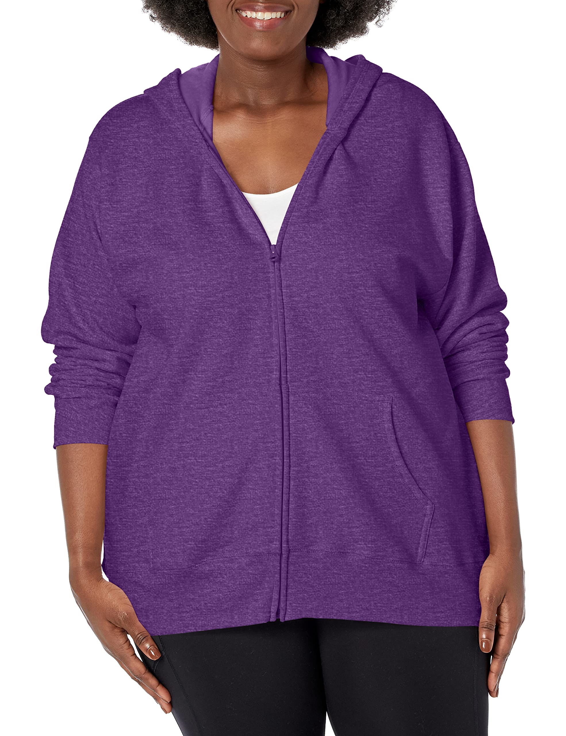 JUST MY SIZE womens Comfortsoft Ecosmart Fleece Full-zip Women's athletic hoodies, Violet Splendor Heather, 3X US