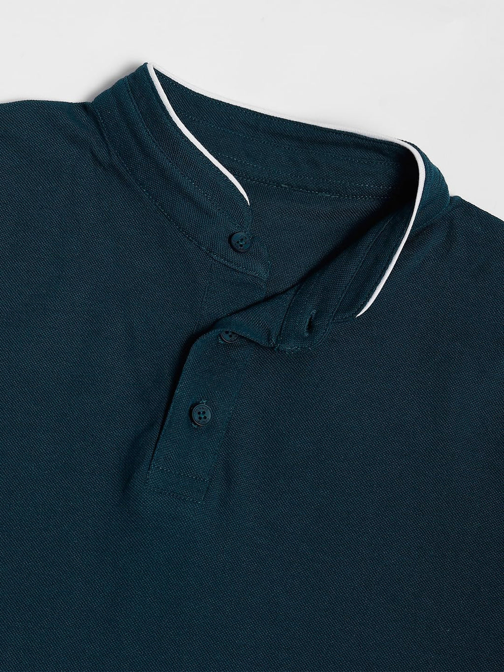 Dennis Lingo MenS Cotton Teal Solid Stand Collar T-Shirt