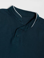 Dennis Lingo MenS Cotton Teal Solid Stand Collar T-Shirt