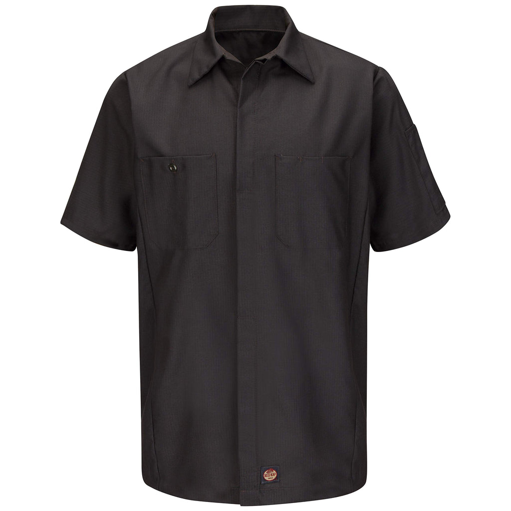 Red Kap Men's Standard Ripstop Crew Shirt, Short Sleeve, Charcoal, Medium