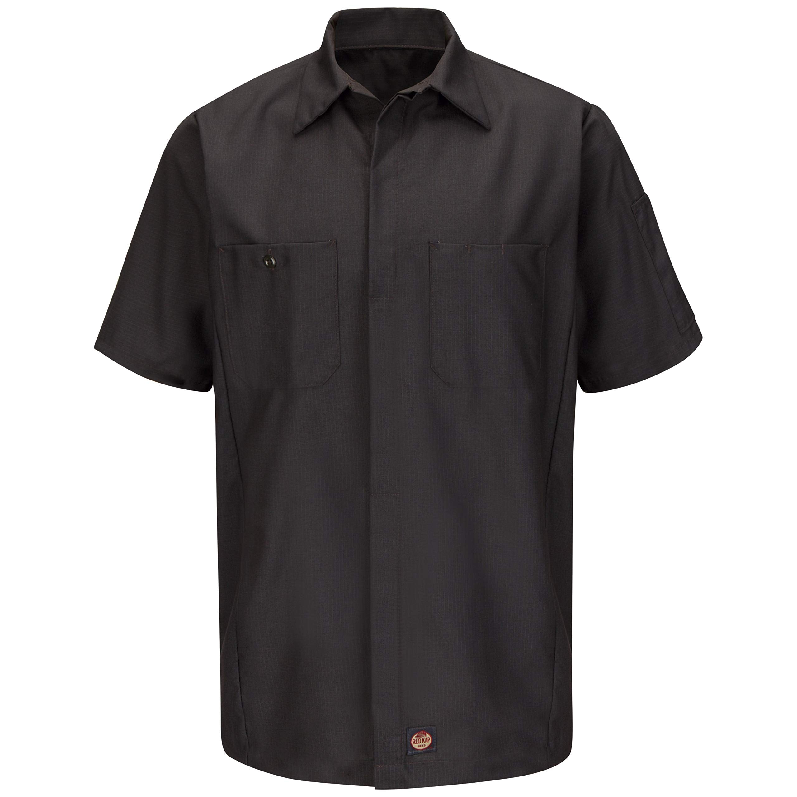 Red Kap Men's Standard Ripstop Crew Shirt, Short Sleeve, Charcoal, Medium