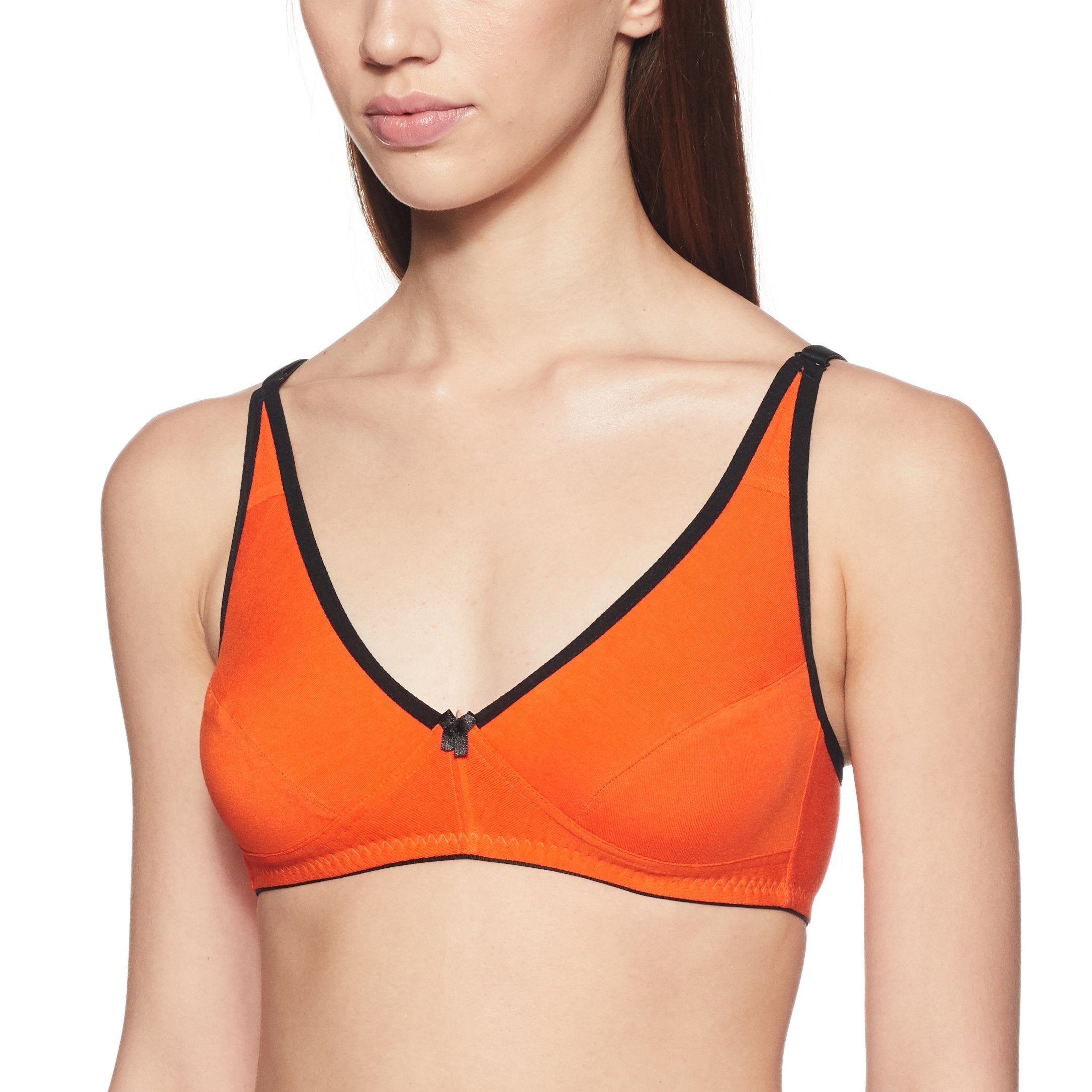 Clovia Womens Cotton Non-Padded Wirefree Demi Cup Bra - Orange (RB0655P16_Orange_32C)