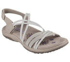 Skechers Women's Reggae Slim-Takes Two Flat Sandal, Taupe, 8