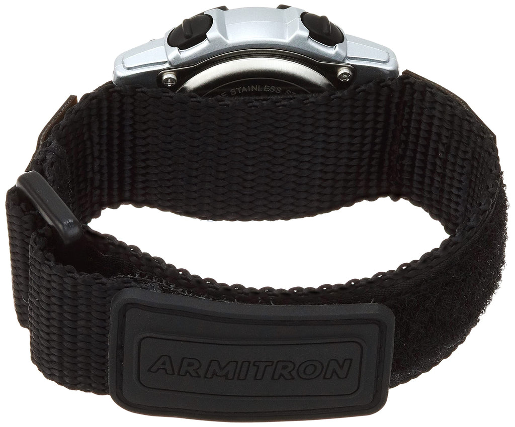 Armitron Sport Quartz Sport Watch with Nylon Strap, 24 (Model: 45/7004SVB), Black/Silver