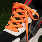Puzeam Upgrade Tight Weave Flat Shoelaces 28 Colors 5/16 Wide Shoe Laces for Sneakers-Orange-180