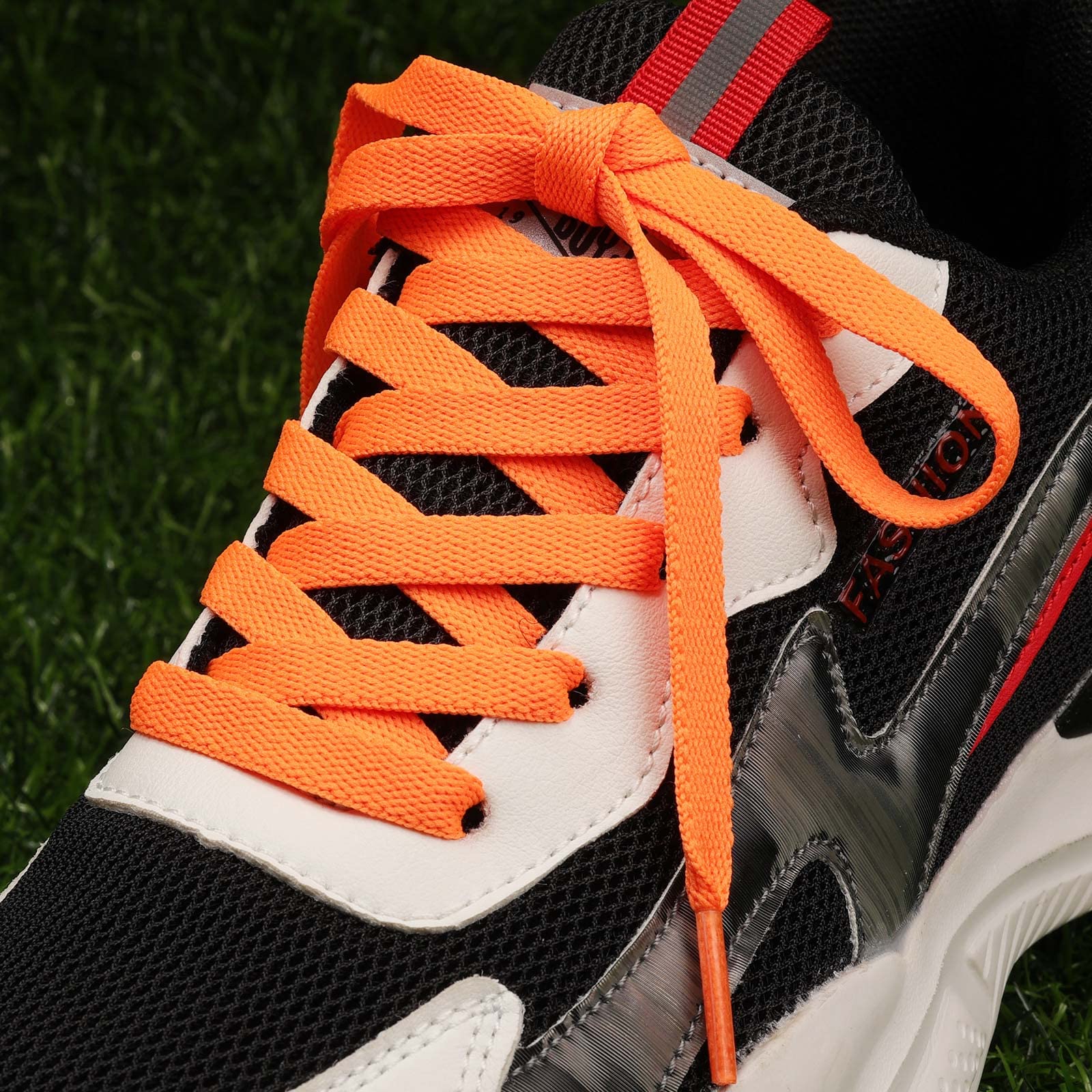 Puzeam Upgrade Tight Weave Flat Shoelaces 28 Colors 5/16 Wide Shoe Laces for Sneakers-Orange-180