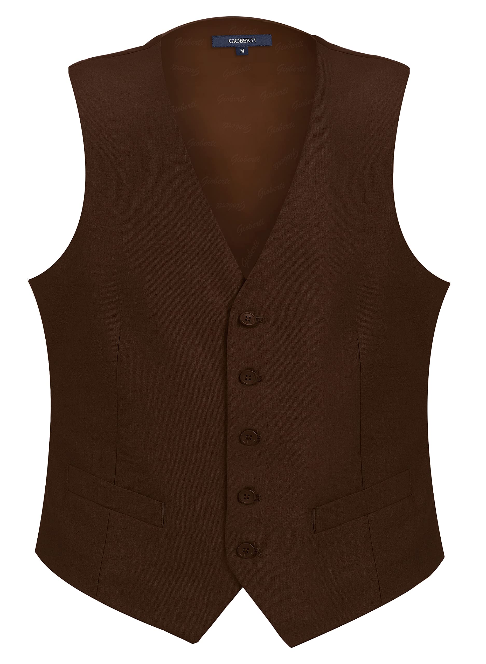 Gioberti Mens Formal Suit Vest, Dark Brown, 4X-Large