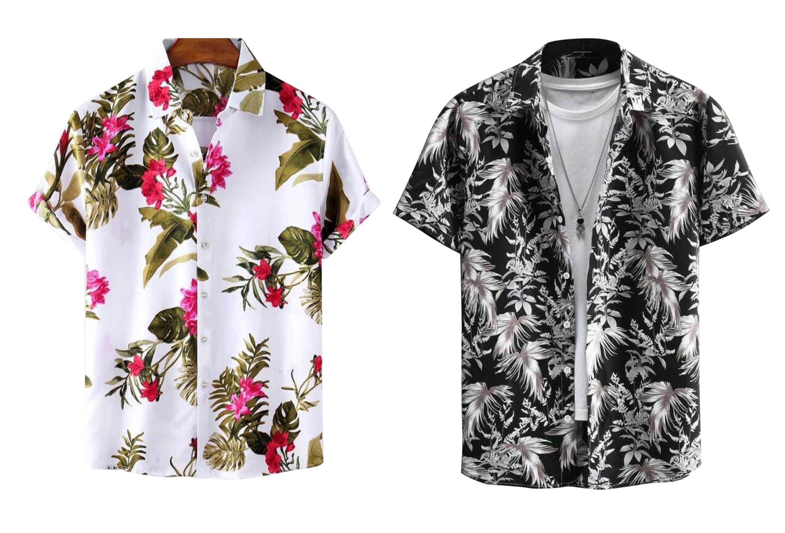 Rebelify MenS Lycra Bland Shirt With Half Sleeves Button Down Closure Round Collar Neck Printed Pattern Relaxed Fit And Standar