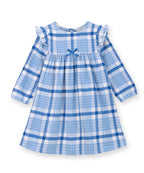 Shoulder frill check dress BLUE
