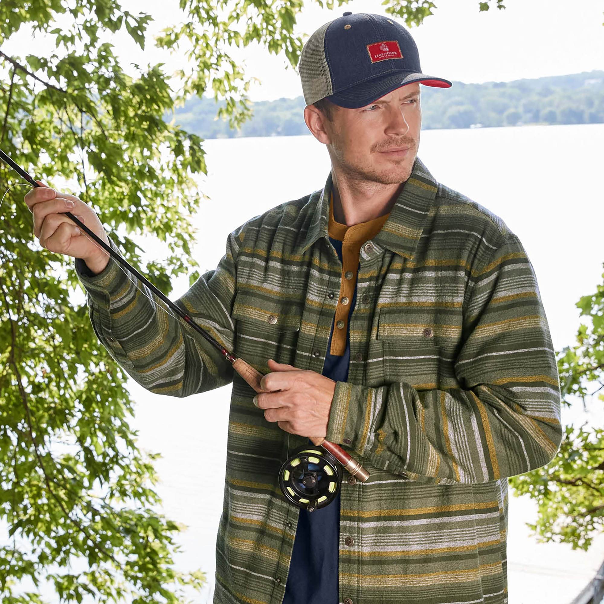 Legendary Whitetails Men's Size Archer Thermal Lined Flannel Shirt Jacket, Sky, Large Tall
