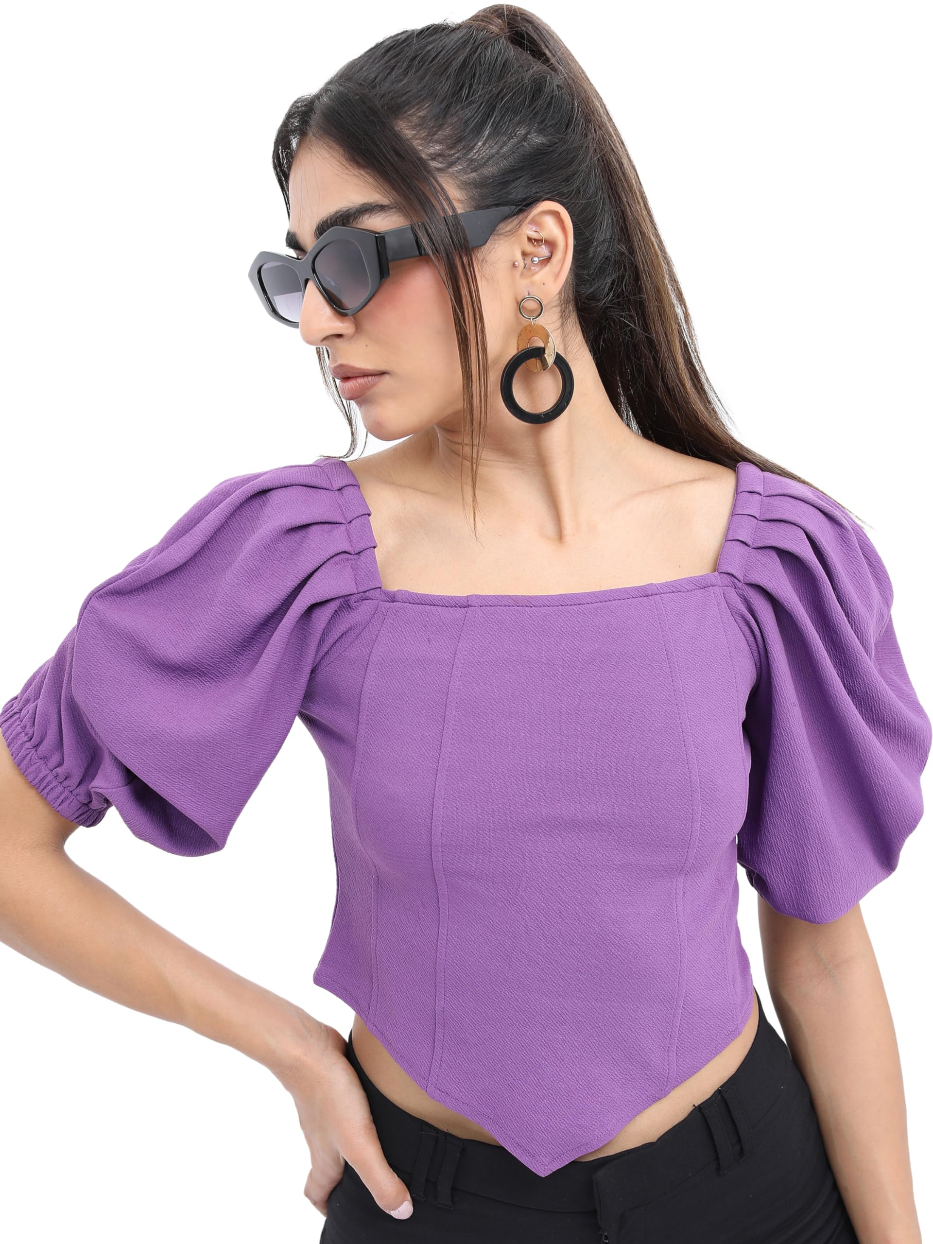 Ketch Polyester Blend WomenS Regular Fit Fashion Vest (Khtp000066_Purple, Medium