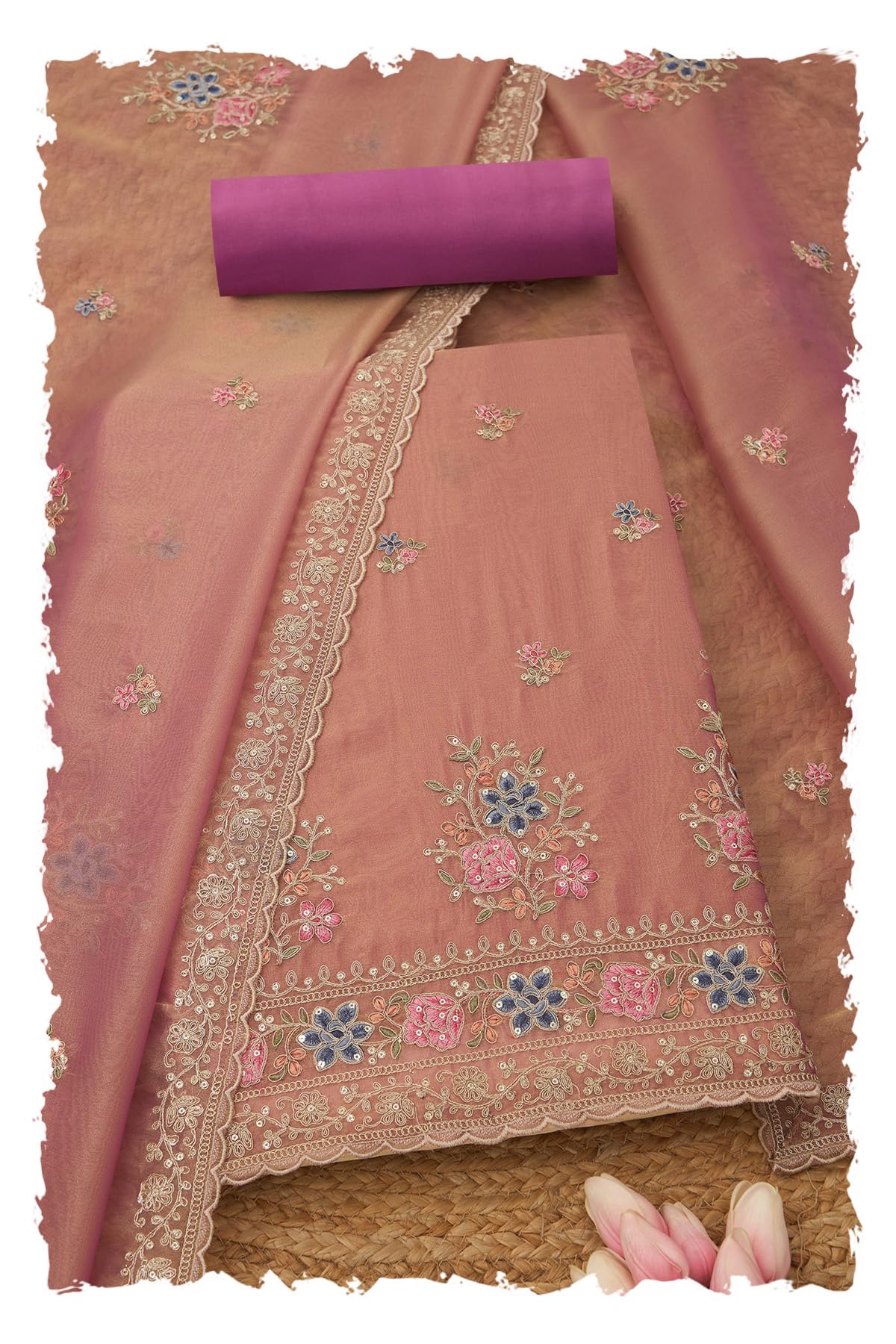 Soch Women Glass Tissue Embroidered Unstitched Dress Material with Sequins