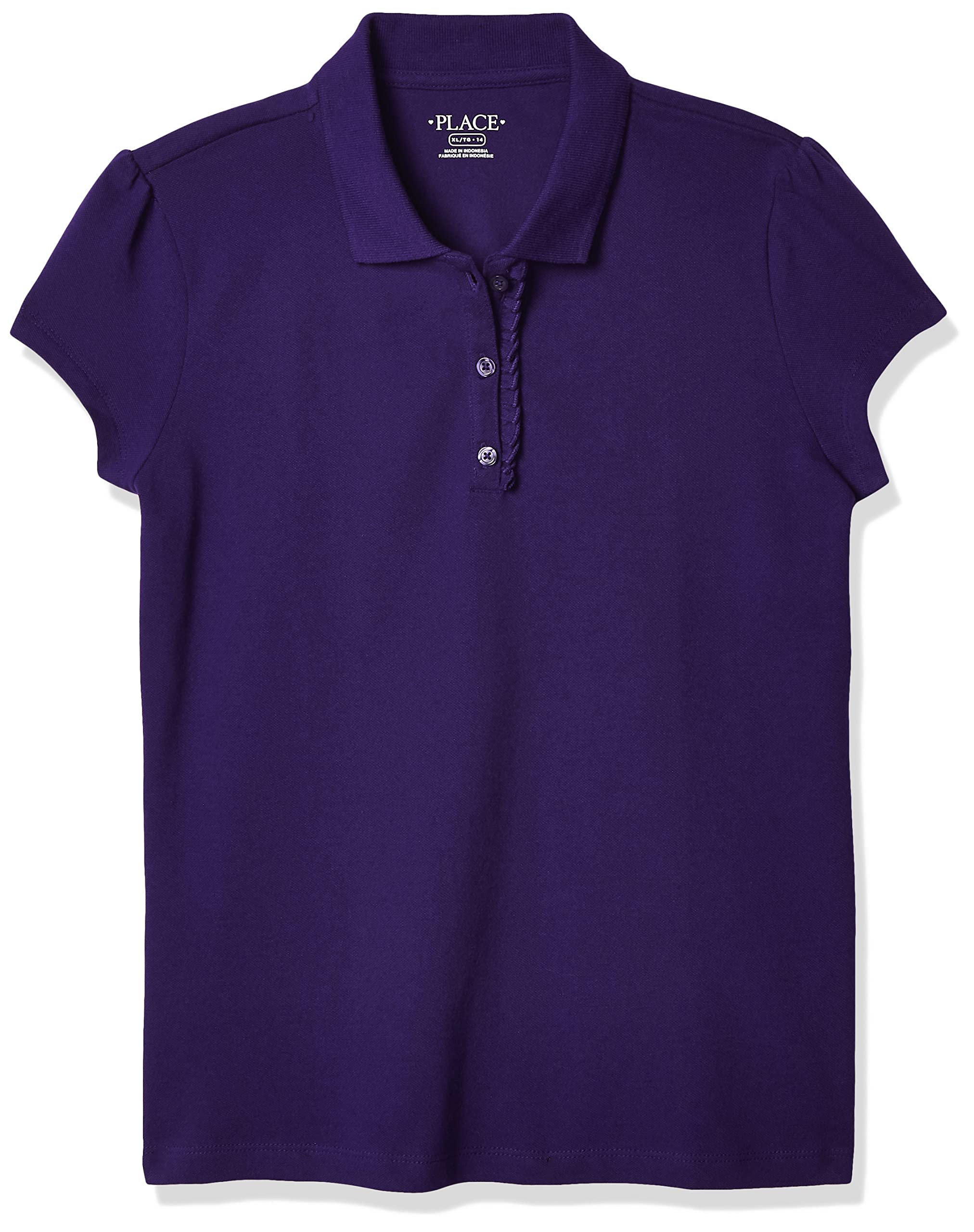 The Children's Place girls Uniform Ruffle Pique Polo Shirt, Regal Violet, Small US