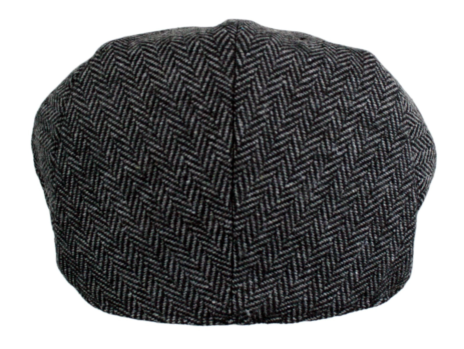 Wonderful Fashion Men's Herringbone Tweed Wool Blend Snap Front Newsboy Hat (DK.Grey, LXL)