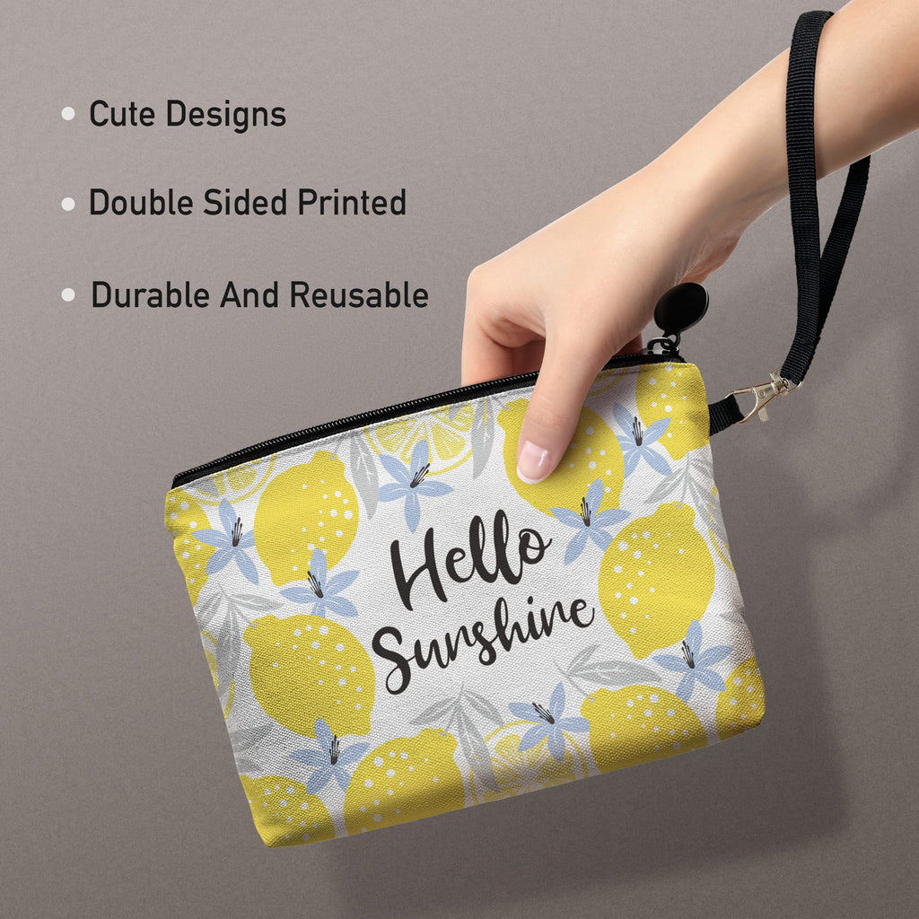 Hglian Lemon Travel Makeup Bag,Inspirational Cosmetic Toiletry Accessories Organizer,Cute Zipper Pouch for Purse,Gifts for Women